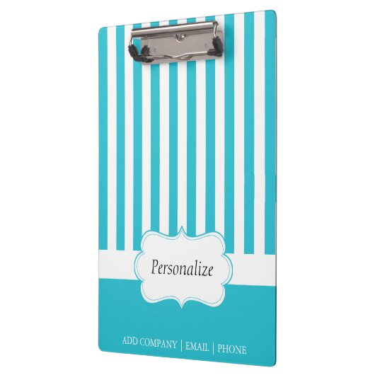 Classy Aqua Blue Stripes | DIY-tekst Klembord (Links)