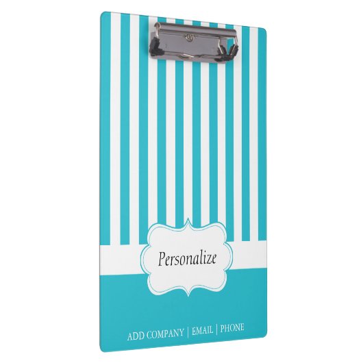 Classy Aqua Blue Stripes | DIY-tekst Klembord (Rechts)