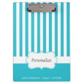 Classy Aqua Blue Stripes | DIY-tekst Klembord (Voorkant)
