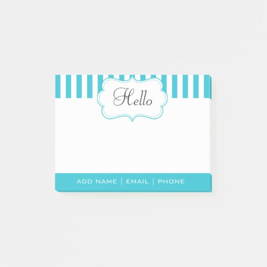 Classy Aqua Blue Stripes personaliseren Post-it® Notes (Voorkant)