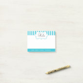 Classy Aqua Blue Stripes personaliseren Post-it® Notes (Op bureau)