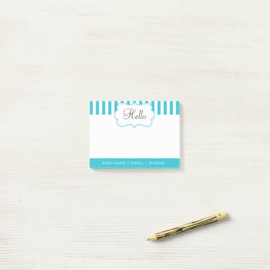 Classy Aqua Blue Stripes personaliseren Post-it® Notes (Op bureau)