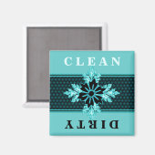 Classy Aqua en Zwarte Bloemen Vaatwasser Magneet (Voorkant / Achterkant)