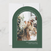 Classy Arched Green Modern Christmas Family Photo Feestdagenkaart (Voorkant)