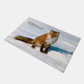 Classy Arctic Red Fox Winter Scene Foto gemaakt Deurmat (Schuin)