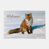 Classy Arctic Red Fox Winter Scene Foto gemaakt Deurmat (Voorkant)