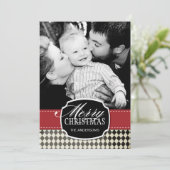 Classy Argyle-kerstfotokaarten Feestdagenkaart (Staand voorkant)