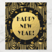 Classy Art Deco | Gelukkig nieuwjaar Wijn Etiket (Enkel label)