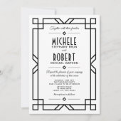 Classy Art Deco Modern Black Lijst White Wedding Kaart (Voorkant)
