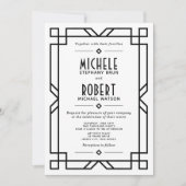 Classy Art Deco Modern Black Lijst White Wedding Kaart (Voorkant)