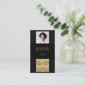 Classy Art Deco Professional Black Gold Photo Visitekaartje (Staand voorkant)