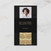 Classy Art Deco Professional Black Gold Photo Visitekaartje (Voorkant)