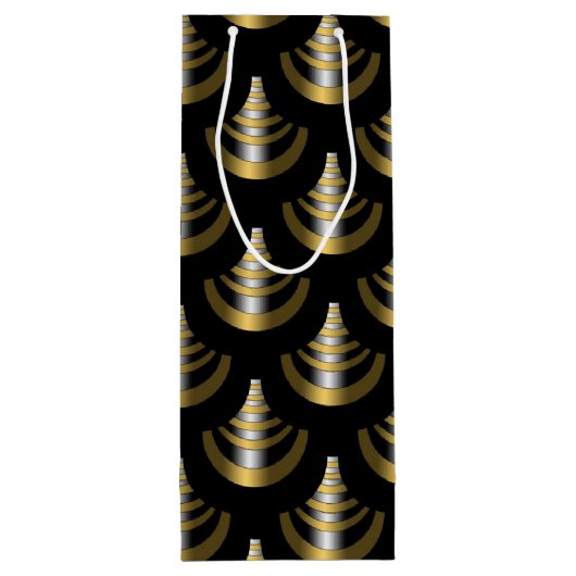 Classy Art Deco | Zwart en goud Wijn Cadeautas (Achterkant)
