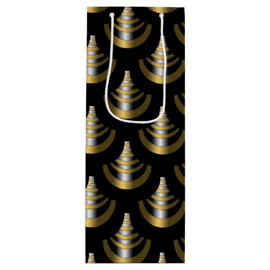 Classy Art Deco | Zwart en goud Wijn Cadeautas (Voorkant)