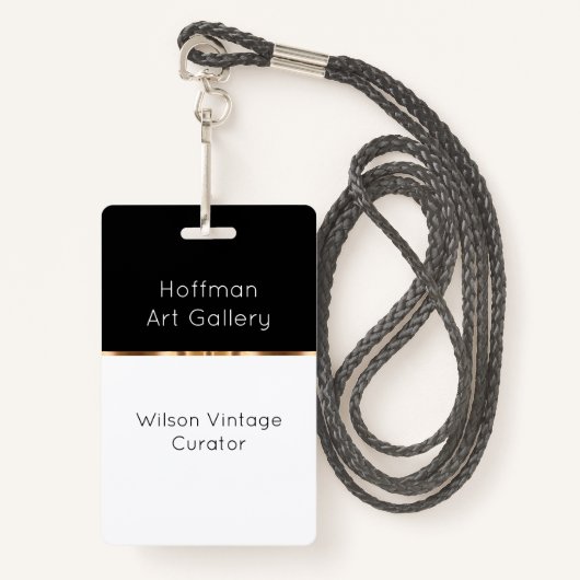 Classy Art Gallery Curator Name Badge (Voorkant met draagriem)