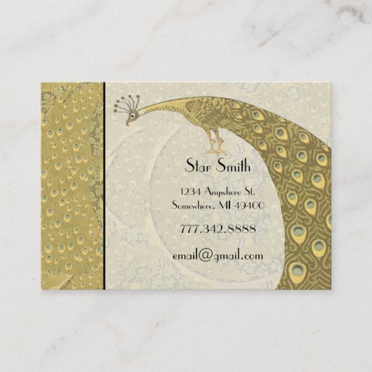 Classy Art  Peacock Boutique Kaart Visitekaartje (Voorkant)