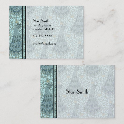 Classy Art  Peacock Boutique Kaart Visitekaartje (Voorkant / Achterkant)