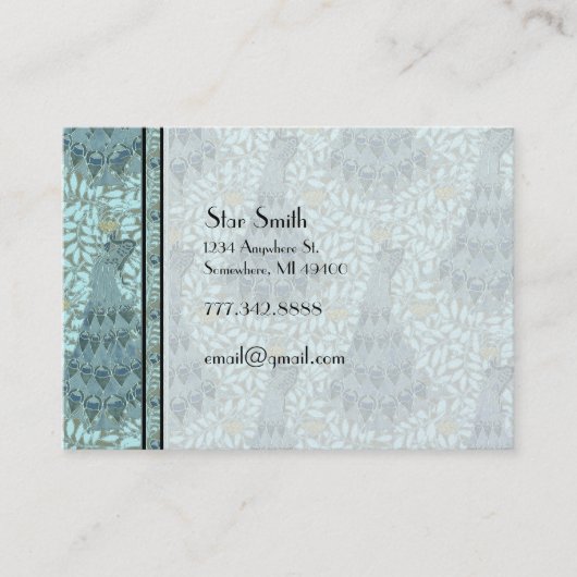 Classy Art  Peacock Boutique Kaart Visitekaartje (Voorkant)