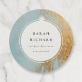 Classy Artistic Blue Gold Oil Paint Business Bedankjes Labels (Voorkant)