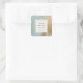 Classy Artistic Blue Gold Oil Paint Business Vierkante Sticker (Tas)