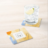 Classy Artistic Blue Gold Oil Paint Texture Logo Kartonnen Onderzetters (Insitu)