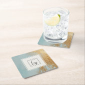 Classy Artistic Blue Gold Oil Paint Texture Logo Kartonnen Onderzetters (Insitu)