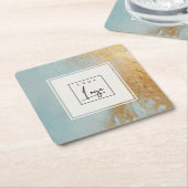 Classy Artistic Blue Gold Oil Paint Texture Logo Kartonnen Onderzetters (Schuin)