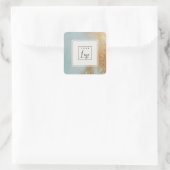 Classy Artistic Blue Gold Oil Paint Texture Logo Vierkante Sticker (Tas)