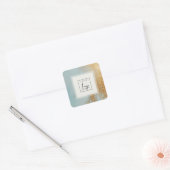 Classy Artistic Blue Gold Oil Paint Texture Logo Vierkante Sticker (Envelop)