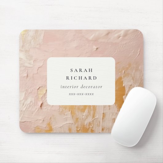 Classy Artistic Struik Pink Gold Oil Paint Busines Muismat (Met muis)