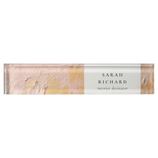 Classy Artistic Struik Pink Gold Oil Paint Busines Naambordje (Voorkant)