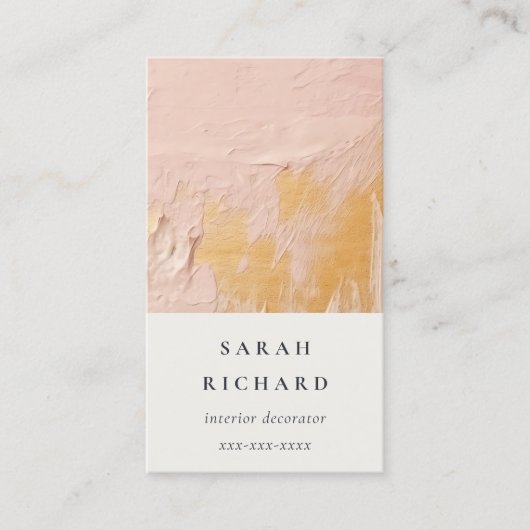 Classy Artistic Struik Pink Gold Oil Paint Texture Visitekaartje (Voorkant)