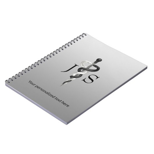 Classy Asclepius Noble Medical Elegant Black White Notitieboek (Linkerzijde)