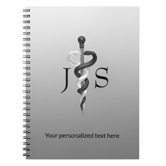 Classy Asclepius Noble Medical Elegant Black White Notitieboek (Voorkant)