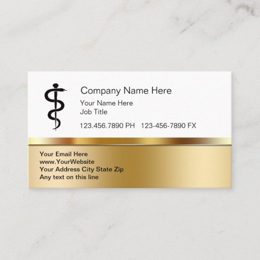 Classy Asclepius Rod Medical Visitekaartjes (Voorkant)