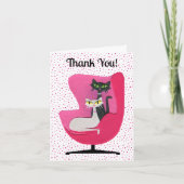 Classy Atomic Cats in roze  Stoel Polka Dot Bedankkaart (Voorkant)