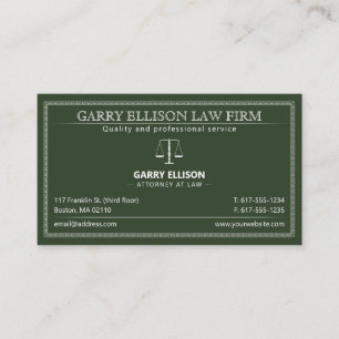 Classy Attorney at Law Advocaat Dark Green Visitekaartje