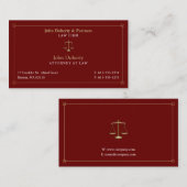 Classy Attorney at Law | Advocate Dark Red Gold Visitekaartje (Voorkant / Achterkant)