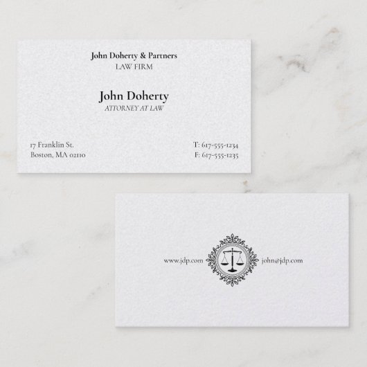 Classy Attorney at Law I Elegant Scales of Justice Visitekaartje (Voorkant / Achterkant)