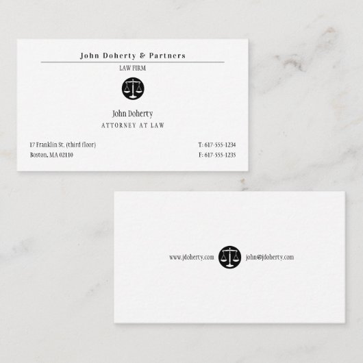 Classy Attorney at Law | Wettelijke vennootschap Visitekaartje (Voorkant / Achterkant)