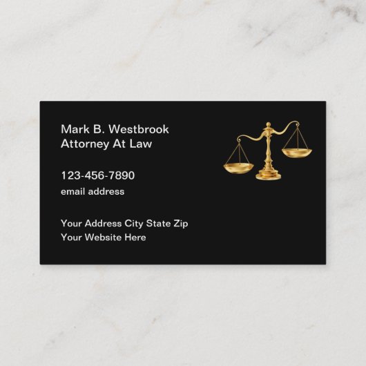 Classy Attorney Gold Tone Scale of Justice Visitekaartje (Achterkant)