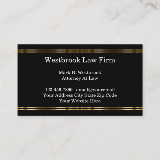 Classy Attorney Gold toon on Black Visitekaartje (Voorkant)