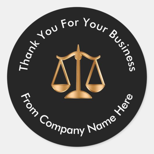 Classy Attorney Juridische Logo Bedankt Ronde Sticker (Voorkant)