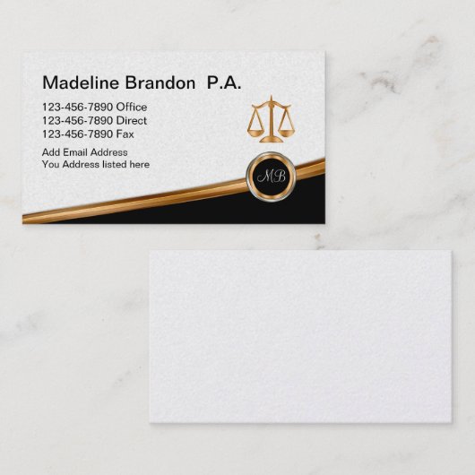 Classy Attorney Law Kantoor Visitekaartje (Voorkant / Achterkant)