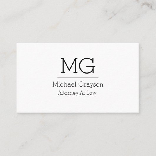 Classy Attorney Monogram Design Visitekaartje (Voorkant)