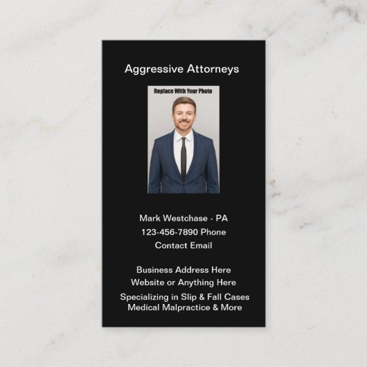 Classy Attorney Portrait Visitekaartjes Design (Voorkant)