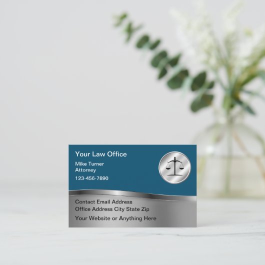Classy Attorney Silver Tone Visitekaartje (Staand voorkant)