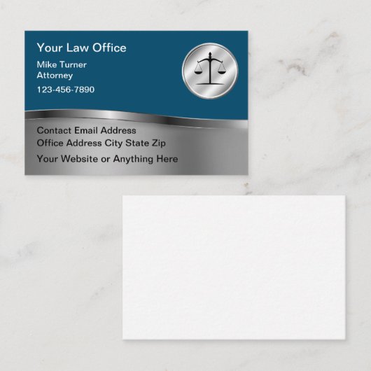 Classy Attorney Silver Tone Visitekaartje (Voorkant / Achterkant)