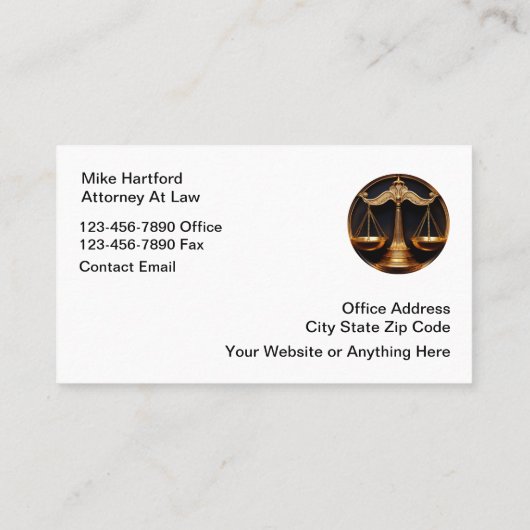 Classy Attorney Theme Upscale Visitekaartjes (Achterkant)