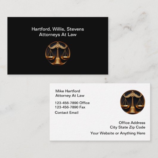 Classy Attorney Theme Upscale Visitekaartjes (Voorkant / Achterkant)